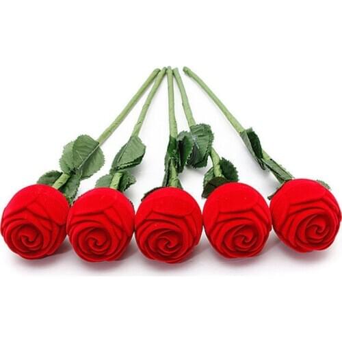 1 Pc Wedding Ring Gift Portable 3D Red Rose Jewelry Box Case Earrings Storage Display Holder Gift Boxes For Earring Rings