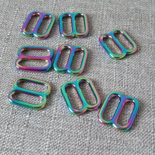 1 pcs Rainbow metal adjuster sliders DIY bag dog collar belt straps buckle garment sewing accessories tri-glides strong hardware