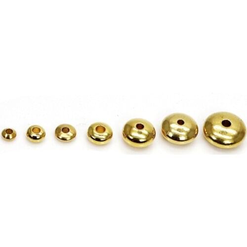 SEA MEW 100 PCS Metal Raw Brass 6mm 7.2mm 8.5mm 9.8mm Round Beads DIY Hole Beads For Jewelry Making
