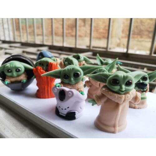 10pcs/set Disney Mandalorian Little Child Baby YODA Star Wars Cute Statue 4-6cm Figure Toys
