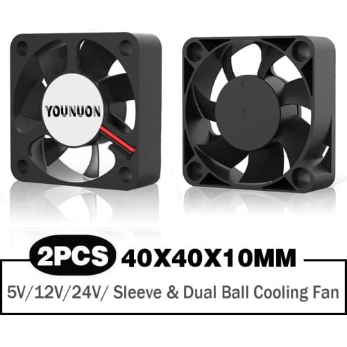 2 Pieces Dual Ball Bearing 40x40x10mm 40mm 4cm DC Brushless Cooling Fan DC 5V/12V/24V Cooling Cooler Fan for 3D Printer PC