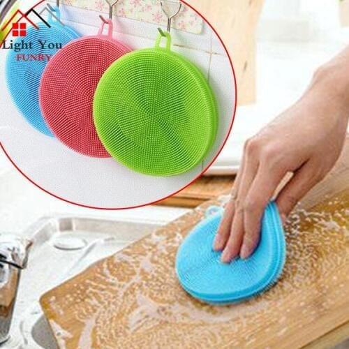 5pcs Multifunction Silicone Dish Bowl Magic Cleaning Brush Scouring Pad Pot Pan Wash Brushes Easy To Clean Kitchen Cleaner Tool