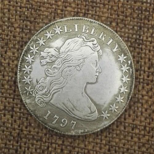 50piece/lot 1797 of the United States is antique making old copper silver coins and foreign silver coins diameter is 38MM