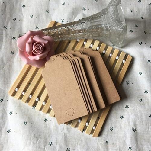 Kraft paper heart hollow rectangular tag baking listing garment tag wedding xmas party DIY decoration handmade card
