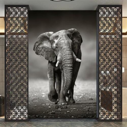 Custom African Elephant Black and White Photo Wallpapers for Living Room Bedroom Decor Papel De Parede 3D Wall Papers Home Decor