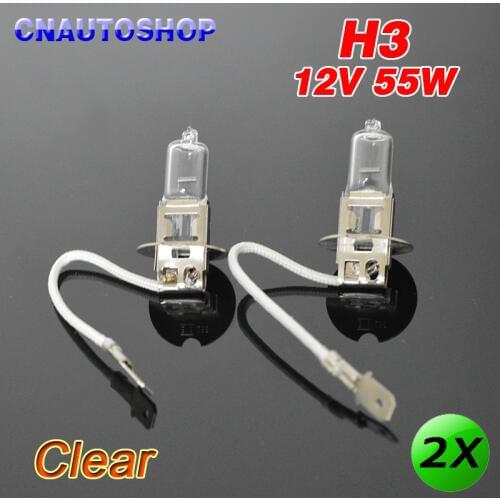 Hippcron 2 X H3 Halogen Lamps Clear 12V55W 3800K Quartz Glass Car Fog Bulbs Auto Lights