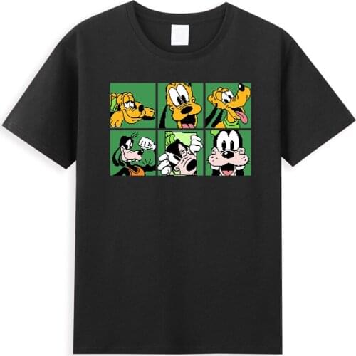 Kawaii Goofy Pluto Printed Men T Shirts Cotton Basic Man T-Shirts Disney Cartoon Mens T Shirt Summer Street Hipster Y2K T-Shirt