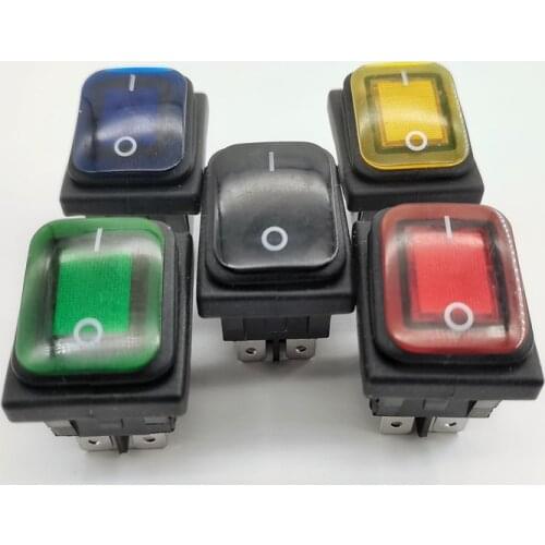 Kcd4 20A / 125V 16A / 250V 4-pin DPST IP67 Sealed Waterproof Rocker Power Switch with LED 12V 220V 30x22