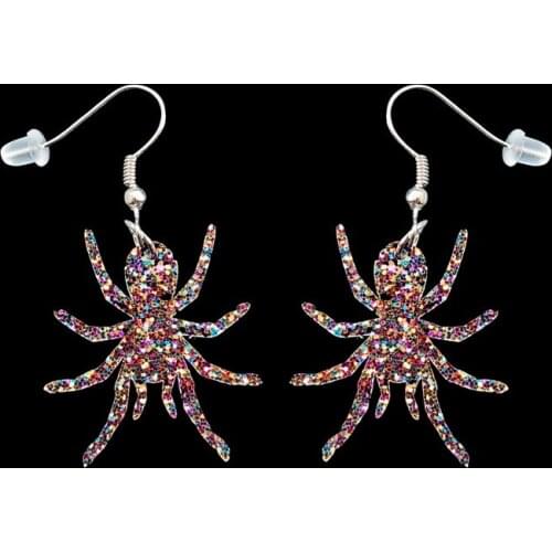 Colorful shiny spider exaggerated insect earrings
