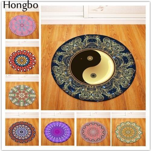 Hongbo Round Rugs Living Room Geometric Doormat Mandala Carpets Door Floor Mat for Bedroom Carpet Kids Room