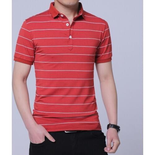 Summer youth short sleeve polo upper garment lapel loose big yards striped shirt collar pullover 2019 business man 's clothing