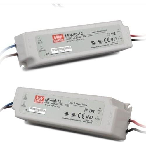 LPV-60-5/LPV-60-12/LPV-60-24; meanwell band waterproof switch mode led power supply;AC100-240V input