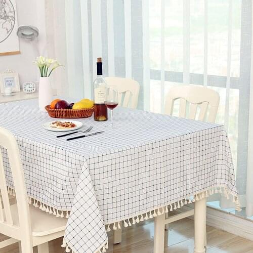 Tablecloth small fresh rectangular garden tablecloth Home Kitchen Decor Stripe Table Tassel Dot Plaid Table Cloth