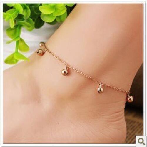 Fashion Top Quality Rose Gold Color Stainless Bell Charms Women Anklet /Cheap foot Chain A005