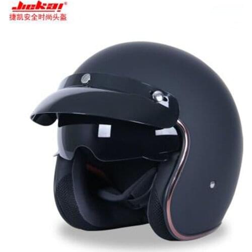 JIEKAI Motorcycle Helmet Men/women Retro electric Motorcycle helmet Built-in Black lens Open face scooter Motorbike helmet