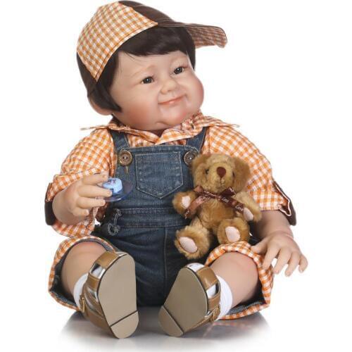 55cm Soft Silicone Reborn Babies Chinese Boy Cute Baby Real Alive Boy Bonecas Toys for Children Birthday Christmas Gifts
