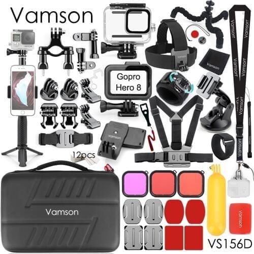 Vamson for GoPro Accessories Set for Go Pro Hero 8 Black Waterproof Housing Case Backpack Clip for Gopro 8 Action Camera VS156