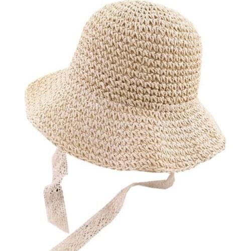 2021 New Lace Baby Sun Hat Summer Straw Hat Baby Girl Cap Infant Children Panama Hat Princess Baby Caps for Kids Beach Sun Cap
