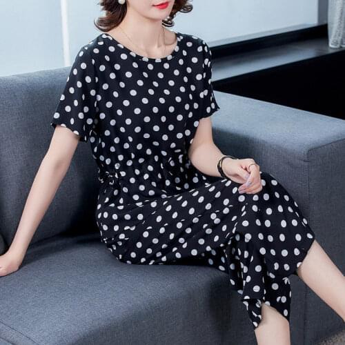 2021 New Summer Loose Casual Cotton Two-piece Suit Retro Printed T-shirt and Pants Suits 2 Piece Sets Womens Outfits Y205