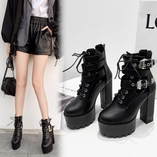 2020 spring new high-heeled womens shoes waterproof platform thick platform thick high-heeled sandals hollow women Roman shoes