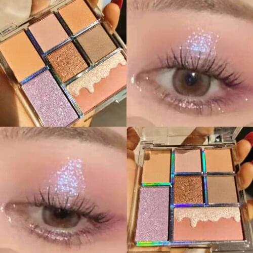 7- Color Eye Shadow Palette Caramel Cheese Milk Tea Earth Color Beginners Blush Highlights Bronzer In One Plate TSLM2