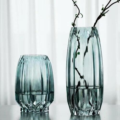 Hot-Nordic GlassThicken Vase Transparent Black Vase Living Room Flower Vases Home Decor Dried Flower Bottle