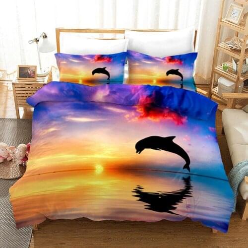 Dolphin Bedding Set 2/3Pcs Duvet Cover & Pillowcase(s) 3D Printed Quilt Cover For Home Textile Gift