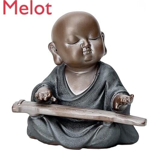 Purple Sand Fine Tea Carve Decoration Supportable Little Monk Tea Ceremony Utensils Samanera Table Decoration Senior Gift