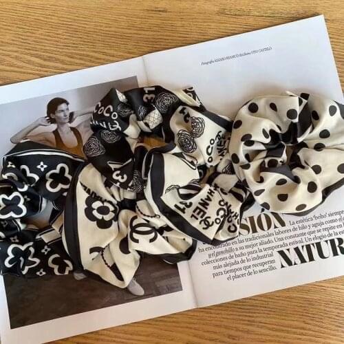 5Pcs 100% Pure Silk Big Hair Drawstring Hair Tie Strap Elastic Band Ponytail Women Girl Accessories Temperament headdress French