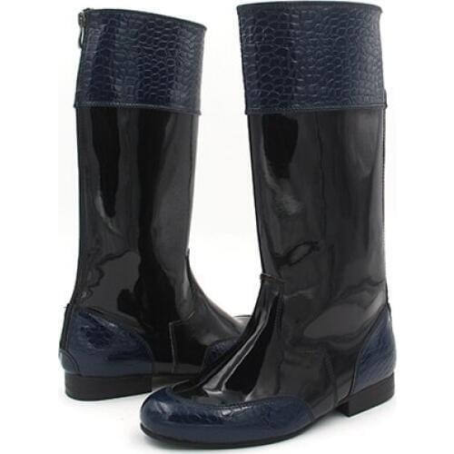 Aoud Saddley Horse Riding Boots Patent Leather Dressage boots Equestrian Boots High Quality Back Zipper Shoes Unisex