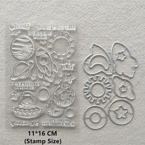 2021 New Rocket Planet Clear Stamps and Metal Cutting Dies DIY Scrapbooking Embossing Album Seal Template Punch Stencils