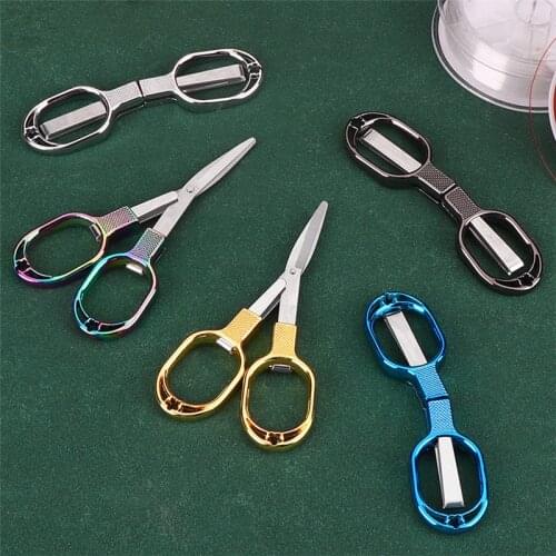Zinc Alloy Folding Scissors Keychain Vintage Fishing Fold Scissor Cutter DIY Cross-stitch Embroidery Tailor Paper Cutting Shears