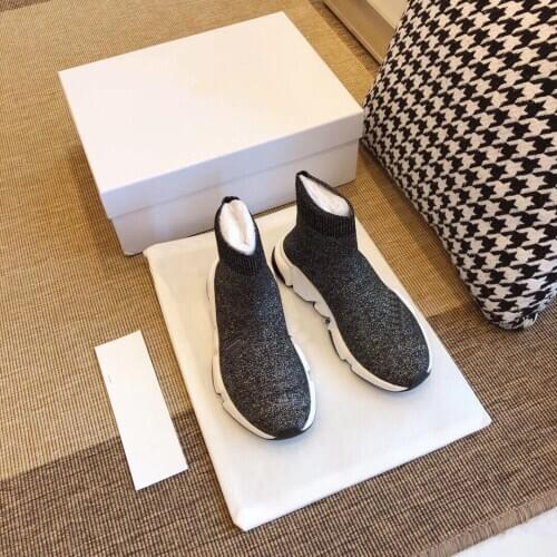 Speed trainers sock sneakers glitter grey color athletic high-top casual shoes lovers designer brand sports sneaker trainers