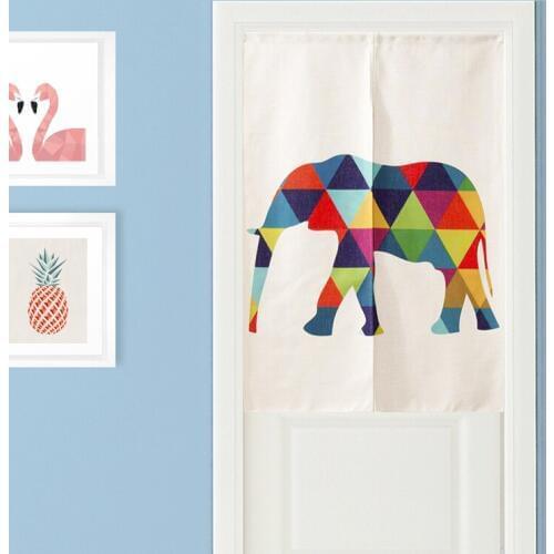 Nordic Geometry Colorful Animal park Modern Door Curtain Linen Tapestry Study Bedroom Home Decor Bedroom Kitchen Curtain