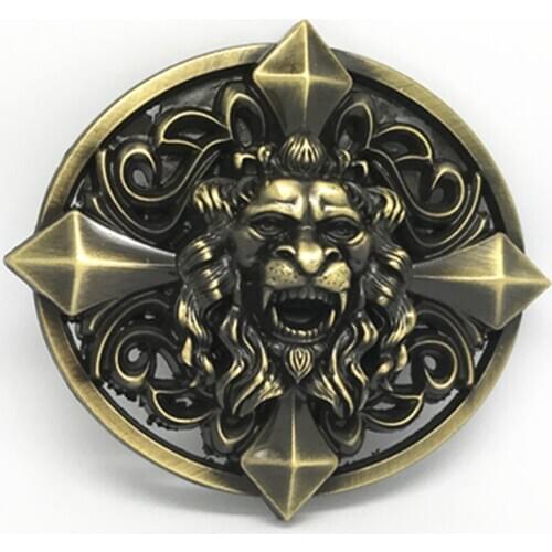 Western cowboy belt buckle lion head retro pattern zinc alloy belt buckle casual wild smooth buckle birthday party gift