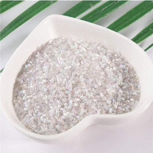 1200pcs/10g/Bag 1.5mm Glass Bugle Small Hole: 0.5mm Tube Stick Silver Lined Small Glass Seed Beads DIY Sewing Craft Accessories