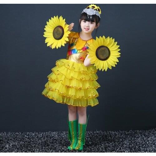 Yellow sunflower dance costumes for girls flower dance clothes for kindergarten performance clothing plant cosplay