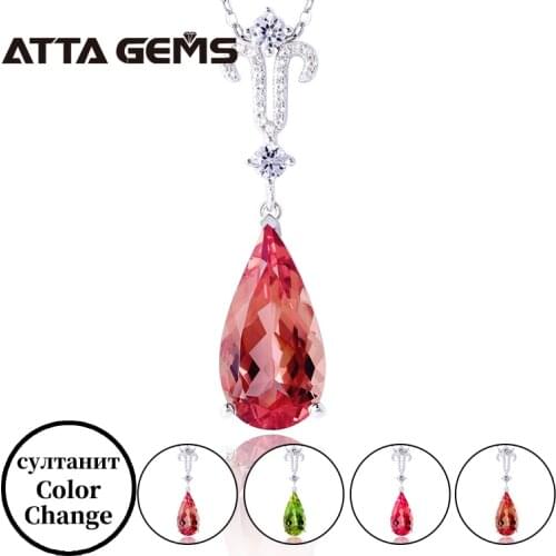 Diaspore Color Change Stone Sterling Silver Pear Pendant for Women Wedding Anniversary Party Jewelry Classic Romantic Style