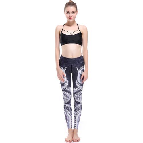 High Quality Grey Octopus Women Yoga Pants Sea Turtle Printing Blue Fitness Spring Autumn Running Pants Plus Szie 3 Patterns
