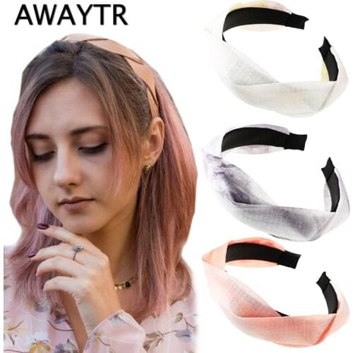 AWAYTR Gradient Weaving Shape Headband Fashion Winding Cross Hairbands Bezel Women Hair Hoop Hair Accessories Simple Headwear
