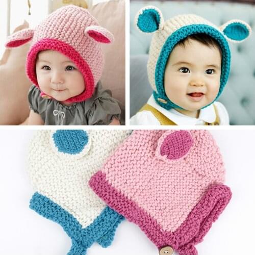 Winter Cute Cat Ears Baby Hats Infant Knitted Warm Hat Kids Fashion Cap Photography Props Clothing Accessories Holiday Gifts