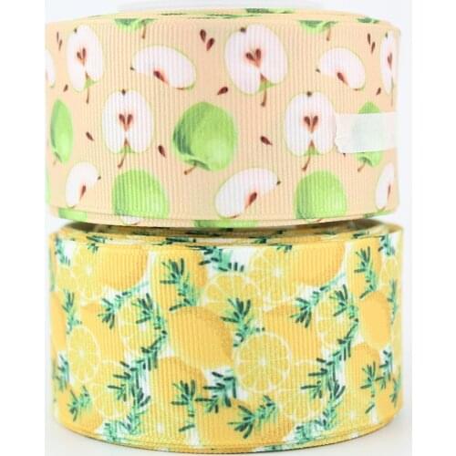 1-1/2" Fruit lemon apple printed Grosgrain 38mm Ribbon Set 10 yards DIY Handmade Gift Packing Wedding Decoration ribbons