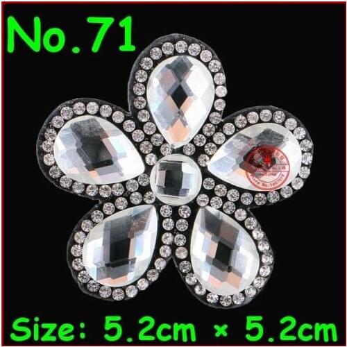 1 pcs/Lot Hot Sale White Color Flower Hot fix Rhinestone Motif Crystal Iron on Patch For Women Bride Wedding Dress DIY Clothes