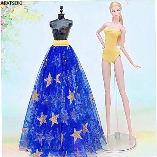 2pcs/set Yellow Bikini For Barbie Doll Clothes Swimwear Monokini Swimsuit & Blue Star Skirt Dress 1/6 Dolls Accessories Toys