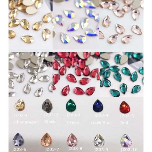 20PCs 5*8MM Water Drop/Teardrop Glass Rhinestone Flatback 10 Colors NEW tear drop faceted crystal rhinestone for Nail art
