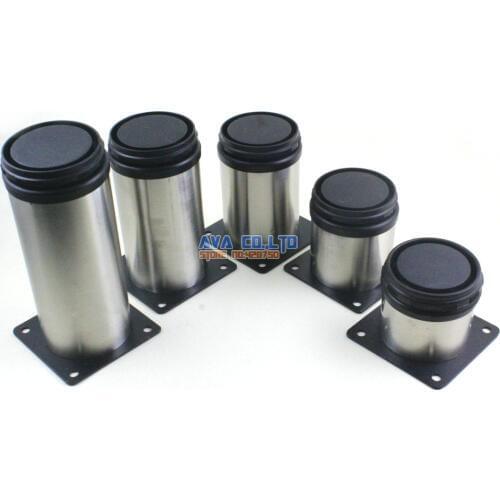 4 Pieces 200mm Adjustable Stainless Steel Round Furniture Cabinet Leg Cupboard Table Feet