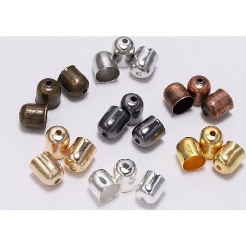 5/100pcs Leather Cords Bracelets Buckle Finding End Tip Tassel Caps 4 5 6 7 8 10 mm Crimp End Beads Caps For DIY Jewelry Making