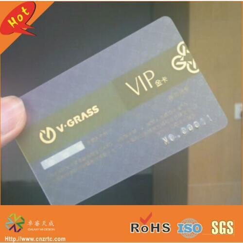 500pcs/lot 0.3mm thickness both side printing transparent plastic vip card of clear name card