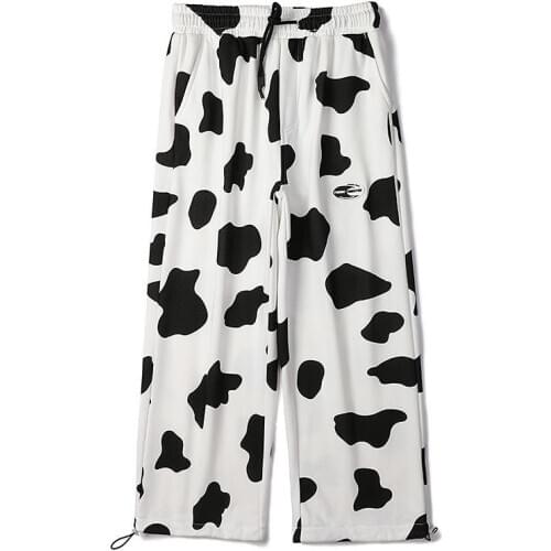 Cow Print Pants Women Korean Style Wide Leg Pants Harajuku Trousers Jogger Loose Sweatpants Clothes Streetwear Women