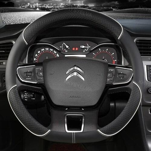 Car Steering Wheel Cover For Citroen C3 II III 2009 - 2021 C3 AIRCROSS 2017 - 2021 Berlingo 3 C4 Picasso 2 D Type Steering Wheel